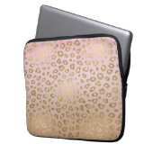 Rosa Ombre Goldleopard-Druck Laptopschutzhülle (Vorderseite Links)