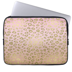 Rosa Ombre Goldleopard-Druck Laptopschutzhülle
