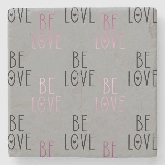 Rosa Ombre Gray Be Liebe Herz Steinuntersetzer (Vorderseite)