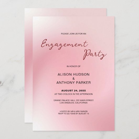 Rosa Ombre Hintergrund-Verlobung Einladung (Vorne/Hinten)