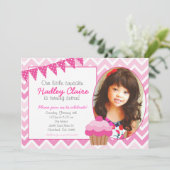 Rosa Ombre Kuchen-Geburtstagseinladung Einladungen (Stehend Vorderseite)