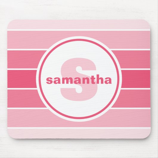 Rosa Ombre Monogramm Mousepad (Vorne)