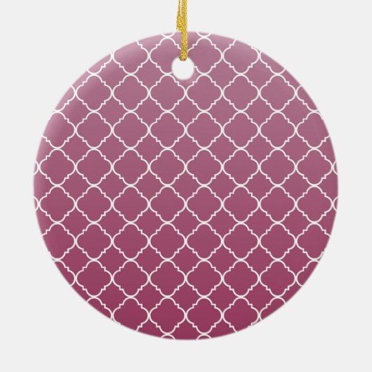 Rosa Ombre Quatrefolie Monogramm Keramik Ornament (Hinten)
