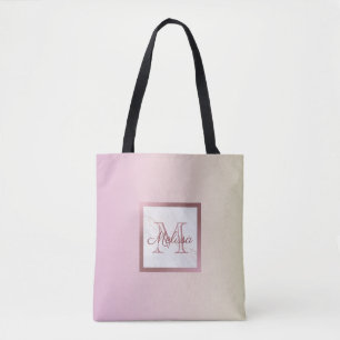 Rosa Ombre Rose Gold Monogram Tasche