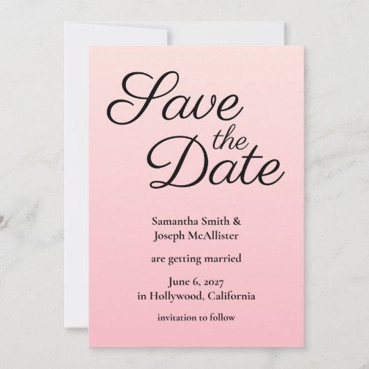 Rosa Ombre Save The Date (Vorderseite)
