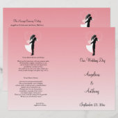 Rosa Ombre Silhouette feierliches Hochzeitsprogram (Vorne/Hinten)