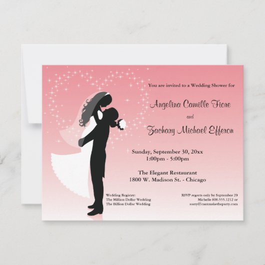 Rosa Ombre Silhouette Formal Dusche Einladung (Vorderseite)