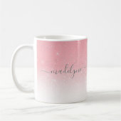 Rosa Ombre Silver Glitzer Personalisiert Kaffeetasse (Links)