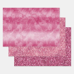 Rosa Ombre Streifen Geschenkpapier Set