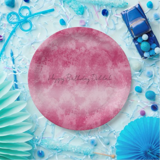 Rosa Ombre Streifen Pappteller (Party)