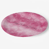 Rosa Ombre Streifen Pappteller (Schrägansicht)