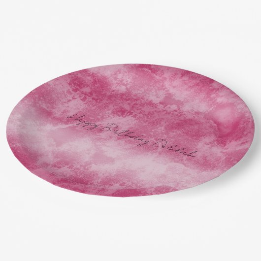 Rosa Ombre Streifen Pappteller (Schrägansicht)