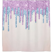 *~* Rosa OMBRE-Tropfen Tropfende GLITZER AP7 Duschvorhang (Vorderseite)