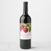 Rosa Ombre Vintage Erdbeeren - Illustration Weinetikett (Vorderseite)