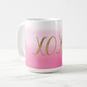 Rosa Ombre Wassercolor Gold Glitzy Glam XOXO Kaffeetasse (Vorderseite Links)