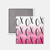 Rosa Ombre Wasserfarbe Schwarz XOXO Herz Magnet (Vorderseite/Rückseite)