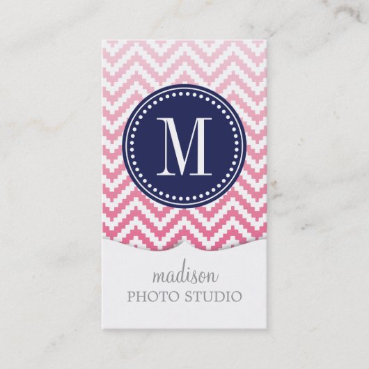 Rosa Ombré Zickzack aztekisches Stammes- Visitenkarte (Vorderseite)