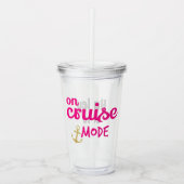 Rosa On Cruise Mode mit Goldkronenmonogramm Acryltrinkbecher (Vorderseite)
