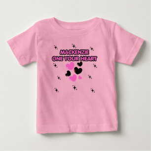 Rosa ONE YOUR HEART Mädchen 1. Geburtstagsfeier Baby T-shirt