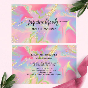 Rosa Opal Aquarell Gold Glitter Visitenkarte