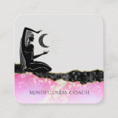 *~* Rosa Opal Moon QR Code GODESS Meditat Quadratische Visitenkarte (Vorderseite)