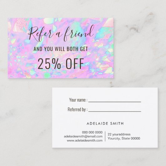 Rosa Opal-Visitenkarte Visitenkarte (Vorne/Hinten)