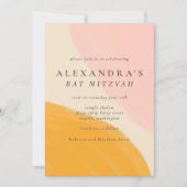 Rosa Orange Abstrakt Watercolor Bat Mitzvah Einladung (Vorderseite)