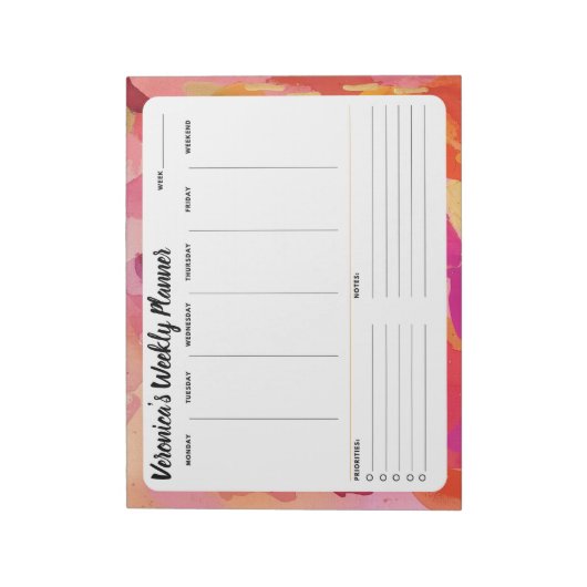 Rosa Orange Abstrakten Wochen, um Notepad aufzulis Notizblock (Rotiert)