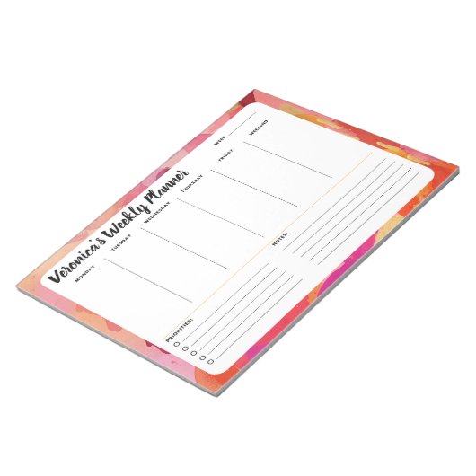 Rosa Orange Abstrakten Wochen, um Notepad aufzulis Notizblock (angewinkelt)