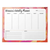 Rosa Orange Abstrakten Wochen, um Notepad aufzulis Notizblock (Vorderseite)