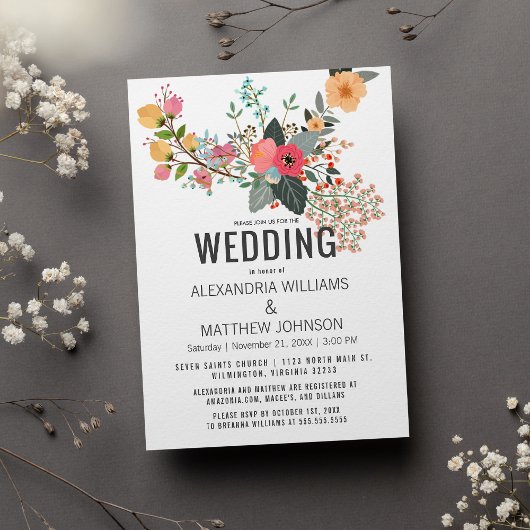 Rosa orange aquamarine Koralle abstrakt blumenreic Einladung