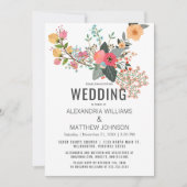 Rosa orange aquamarine Koralle abstrakt blumenreic Einladung (Vorderseite)