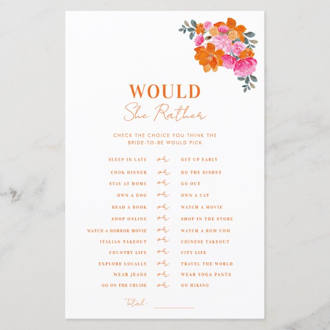 Rosa Orange Baby Dusche würde sie eher spielen (Vorderseite)