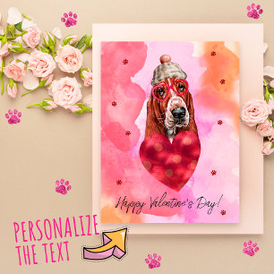 Rosa Orange Basset Hound Valentinstag Geschenk Hun Feiertagspostkarte