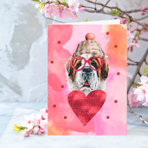 Rosa Orange Bernhardiner Valentinstag Geschenk Hun Karte