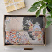 Rosa Orange Black Japanisch Kimono Blumendekoupage Seidenpapier (Geschenk)