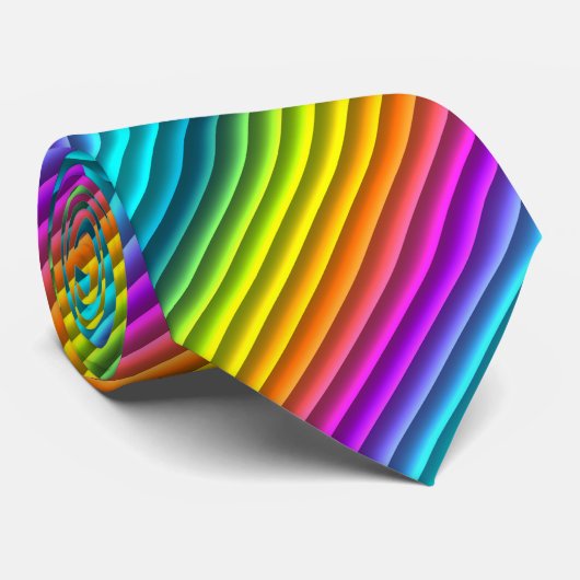 Rosa Orange Blau Türkis Grüne Regenbogenstreifen Krawatte (Gerollt)