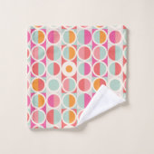 rosa Orange Blaues geometrisches Muster Badhandtuch Set (Waschlappen)