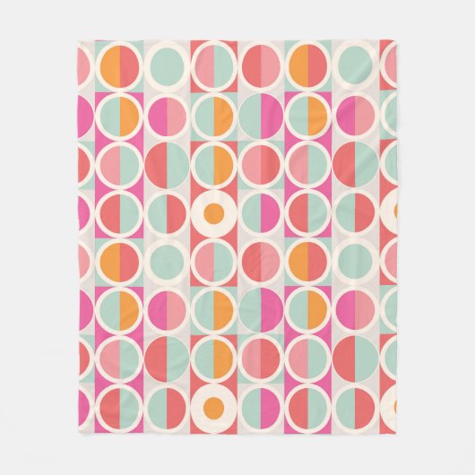rosa Orange Blaues geometrisches Muster Fleecedecke (Vorderseite)