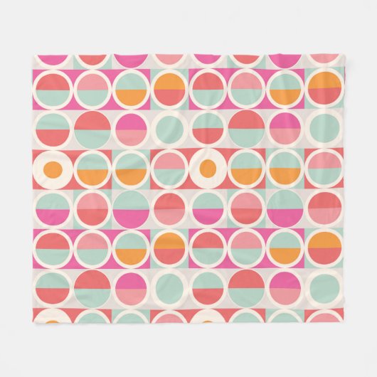 rosa Orange Blaues geometrisches Muster Fleecedecke (Vorderseite (Horizontal))