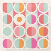 rosa Orange Blaues geometrisches Muster Glasuntersetzer (Vorderseite)