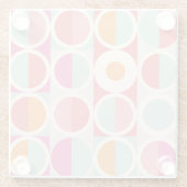 rosa Orange Blaues geometrisches Muster Glasuntersetzer (Rückseite)