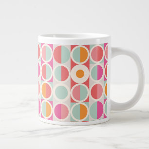 rosa Orange Blaues geometrisches Muster Jumbo-Tasse