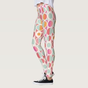 rosa Orange Blaues geometrisches Muster Leggings
