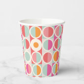 rosa Orange Blaues geometrisches Muster Pappbecher (Links)