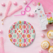 rosa Orange Blaues geometrisches Muster Pappteller (Party)