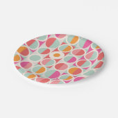 rosa Orange Blaues geometrisches Muster Pappteller (Schrägansicht)