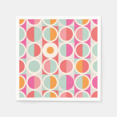 rosa Orange Blaues geometrisches Muster Serviette (Vorderseite)