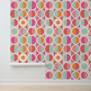 rosa Orange Blaues geometrisches Muster Tapete