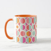 rosa Orange Blaues geometrisches Muster Tasse (Links)